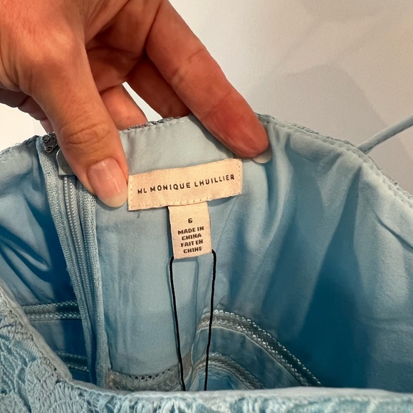 ML Monique Lhuillier blue lace midi dress size 6 NWT - Picture 4 of 6